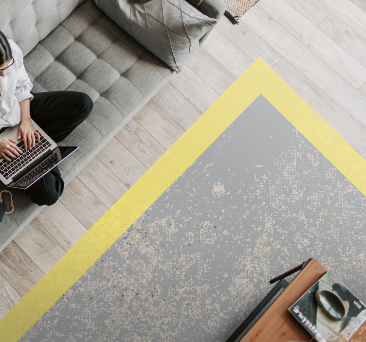 Dywan winylowy do salonu żółta ramka - TenStickers