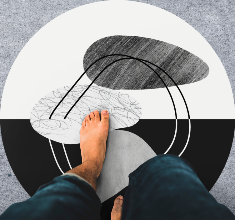 Minimalistyczny dywan winylowy z abstrakcyjnymi kształtami - TenStickers