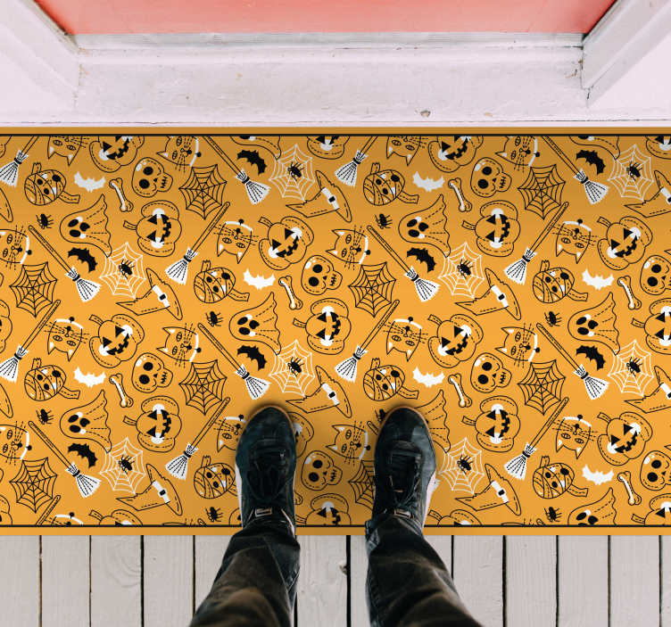 Dywan winylowy Halloween Dynie i czaszki - TenStickers