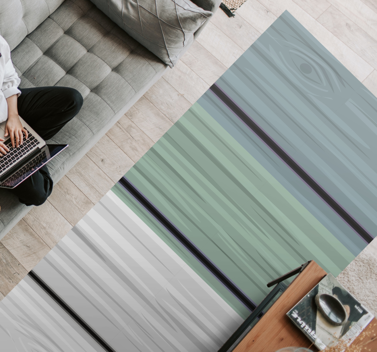 Dywan winylowy z efektem niebieskiego i szarego drewna - TenStickers