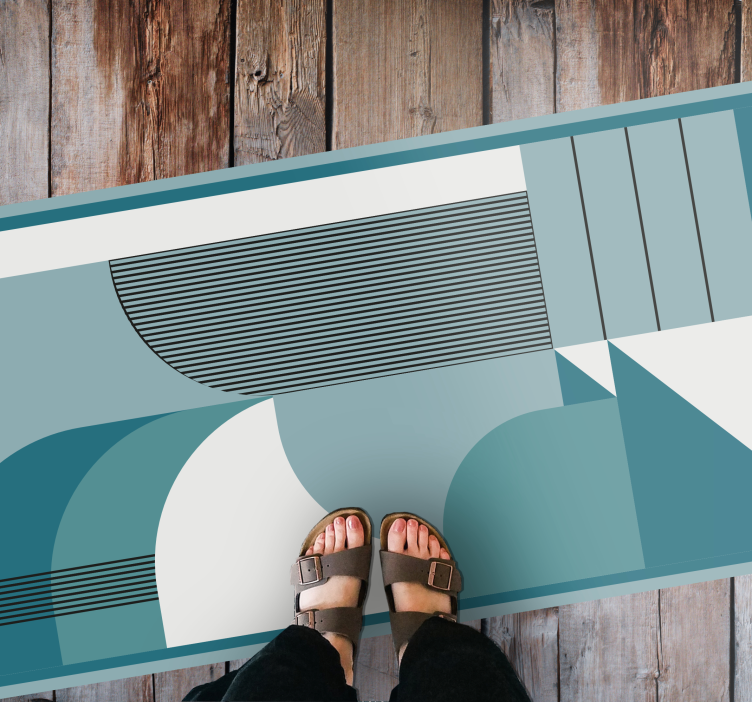 Nowoczesny dywan winylowy niebieskie abstrakcyjne kształty - TenStickers