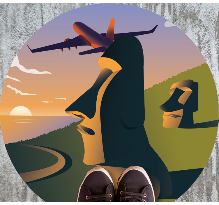 Okrągły dywan winylowy zachód słońca na wyspie wielkanocnej - TenStickers