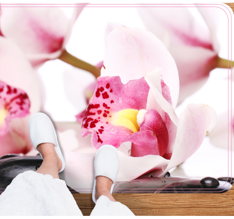 Storczyki z kamieniami dywan kwiatowy - TenStickers