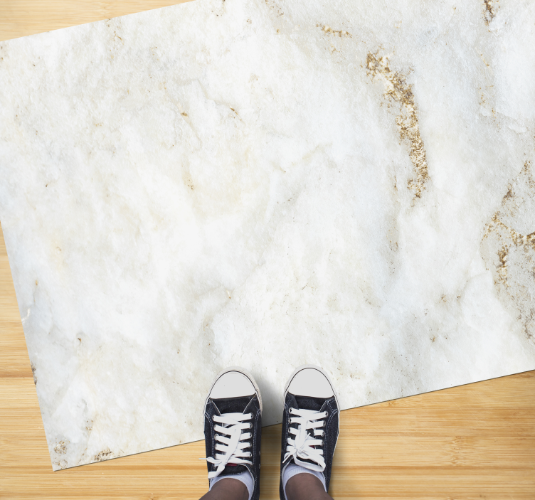 Dywan winylowy do kuchni z białego i złotego marmuru - TenStickers