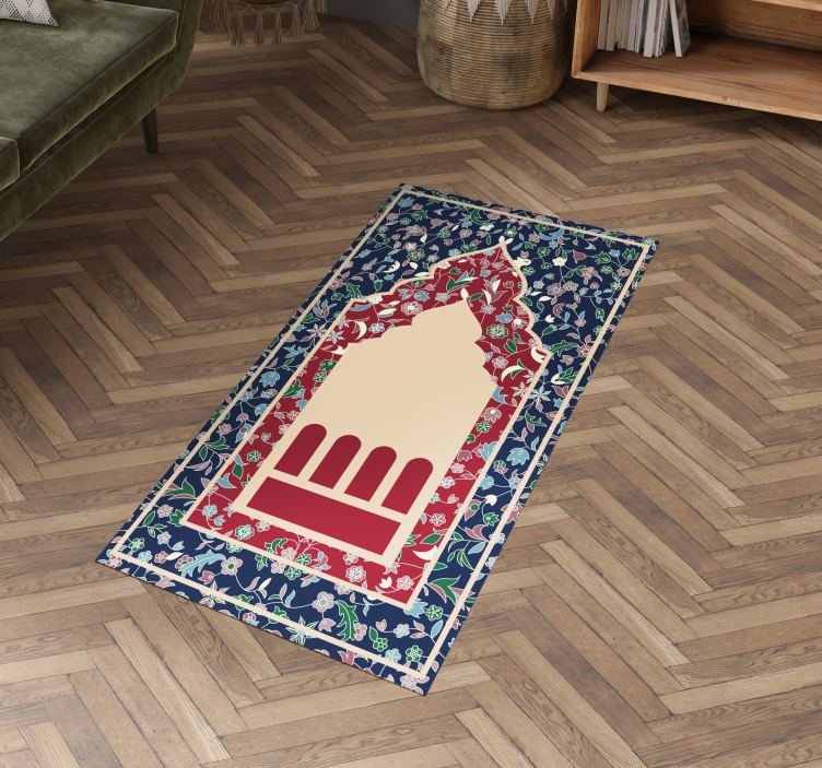 Prostokątny dywan winylowy jęczmień perski w kwiatowy wzór - TenStickers