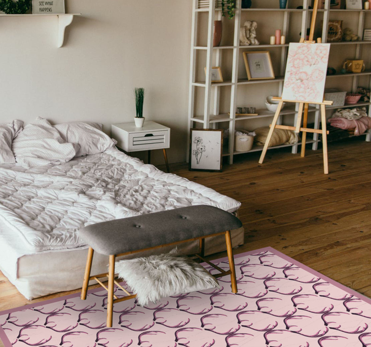 Skandynawski dywan winylowy elegancki motyw poroża - TenStickers