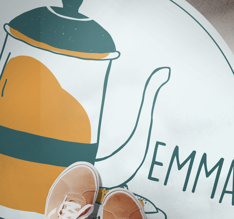 Nowoczesny dywan z tekstem kawy i filiżanką - TenStickers