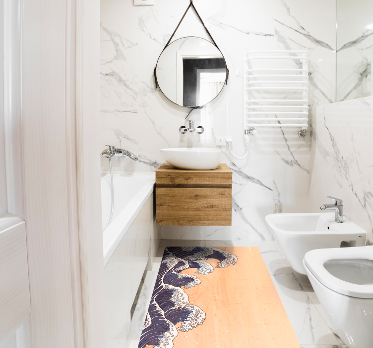 Tradycyjny dywan winylowy japoński fal - TenStickers