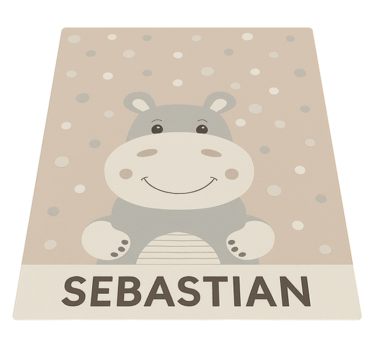 Dziecięcy dywan winylowy niestandardowy beżowy hipopotam - TenStickers