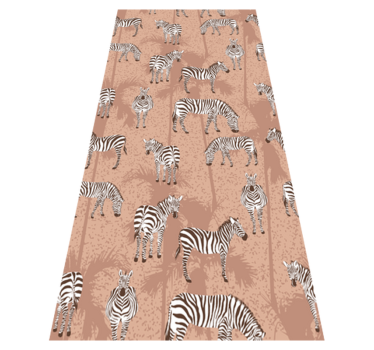 Dywan winylowy zwierzęta zebra i brązowe palmy - TenStickers