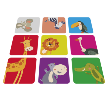 Dywan winylowy dla dziecka kolorowe kafelki ze zwierzętami - TenStickers