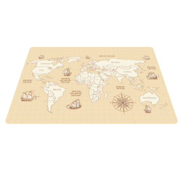 Dywan winylowy mapa świata mapa krajów w stylu antycznym - TenStickers