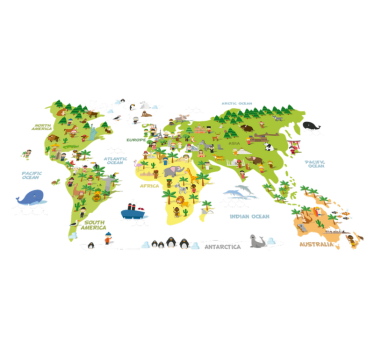 Dywan winylowy mapa świata z mapą ludzi w języku angielskim - TenStickers
