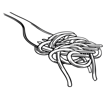 Dywan winylowy do kuchni z wzorem widelca do spaghetti - TenStickers