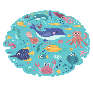 Dywan winylowy okrągły zwierzątka - TenStickers