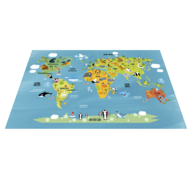 Dywan z winylu mapa świata dla dzieci - TenStickers