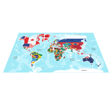 Dywan winylowy mapa świata z flagami - TenStickers