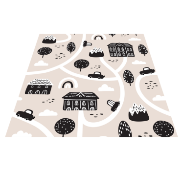Czarno-biały dywan Mapa miasteczka - TenStickers