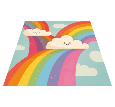 Dywan winylowy dla dzieci tęcza w chmurach - TenStickers