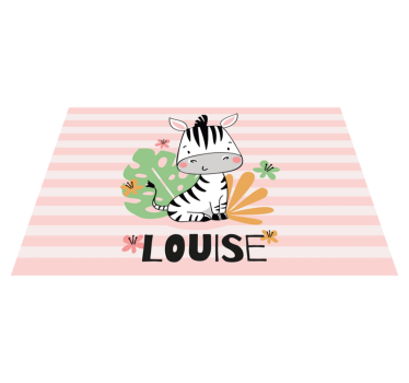 Dywan winylowy z imieniem konfigurowalna zebra - TenStickers