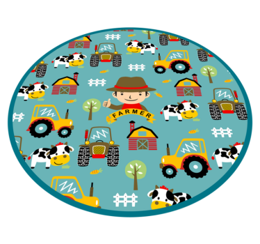 Farmer, zwierzęta i traktor koło mata dla zwierząt - TenStickers