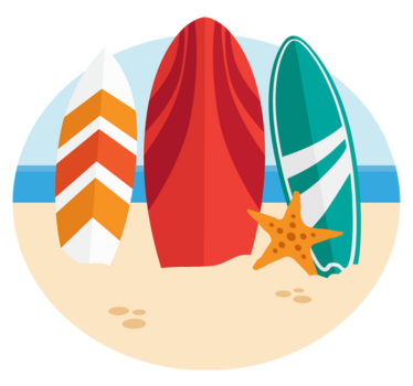 Deska surfingowa na dywanie natury plaży - TenStickers