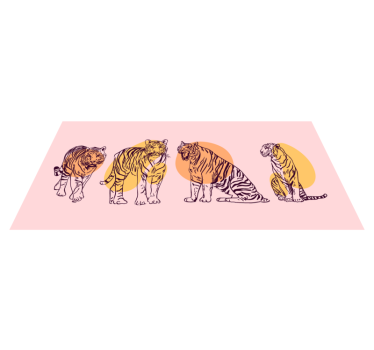 Dywan winylowy zwierzęta oprawiona ilustracja tygrysa - TenStickers