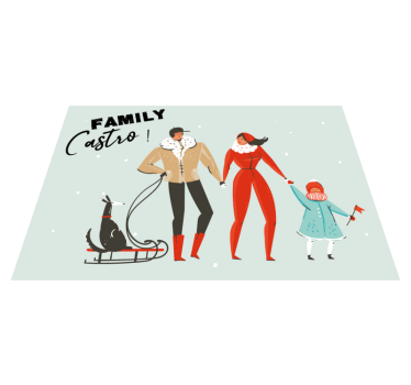 Dywan winylowy z imieniem spersonalizowana rodzina zimowa - TenStickers
