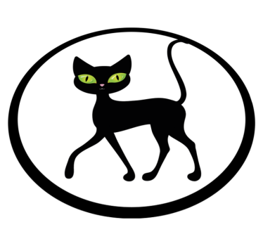 Czarny kot na białym tle podłogi winylowe do łazienki - TenStickers