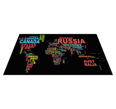 Dywan winylowy mapa świata typografia krajów - TenStickers