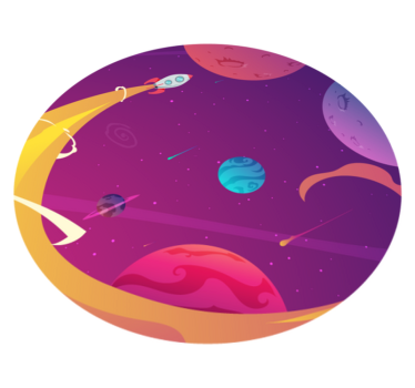 Dywan winylowy w gwiazdki kosmiczna podróż rakietą - TenStickers