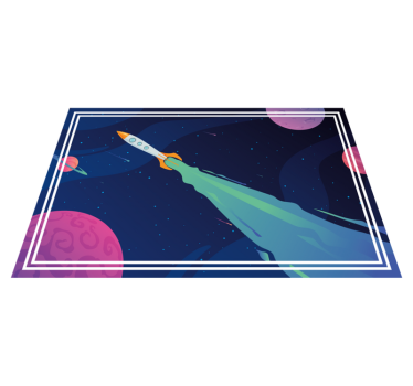 Dywan winylowy w gwiazdki statek kosmiczny na orbicie - TenStickers