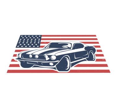 Dywan winylowy dla nastolatków flaga usa i samochód - TenStickers