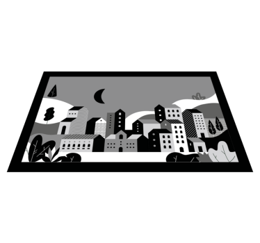 Nowoczesny dywan winylowy pejzaż miejski czarno-biały - TenStickers