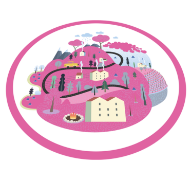 Dywan winylowy ulice kolorowa scena wiejska - TenStickers
