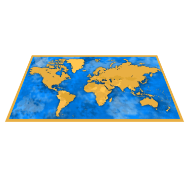Dywan winylowy mapa świata złota i niebieska ilustracja mapy - TenStickers