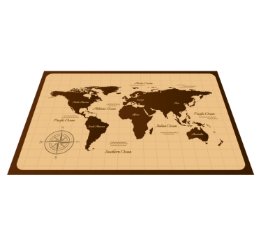 Dywan winylowy mapa świata w brązowym stylu vintage - TenStickers