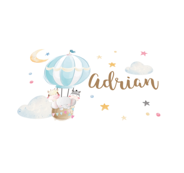 Dziecięcy dywan winylowy balon powietrzny z imieniem - TenStickers
