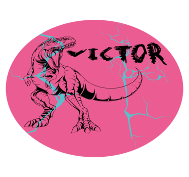 Dziecięcy dywan winylowy różowy t-rex z imieniem - TenStickers
