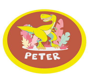 Dywanik winylowy z imieniem żółty dinozaur z roślinami - TenStickers