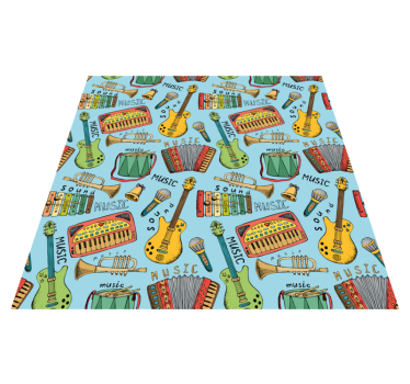 Dziecięcy dywan winylowy wesołe instrumenty muzyczne - TenStickers