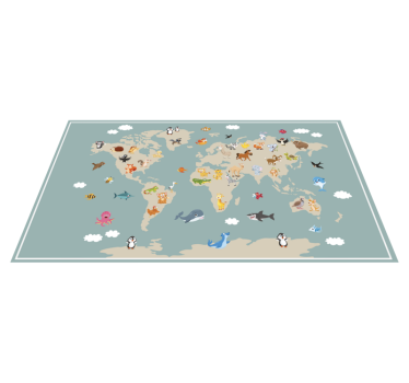 Dywan winylowy mapa świata kolorowe zwierzę - TenStickers