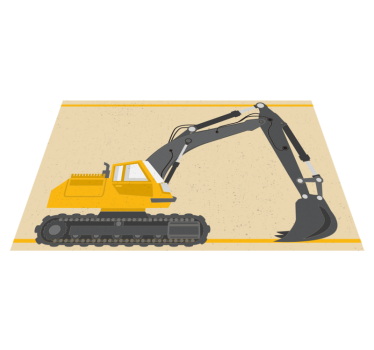 Dziecięcy dywan winylowy ilustracja koparki - TenStickers