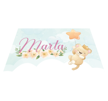 Dywan winylowy dziecięcy lew z balonem i imieniem - TenStickers