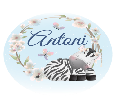 Dywan winylowy dziecięcy mała zebra z imieniem - TenStickers