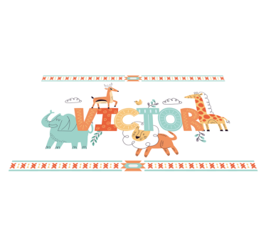 Dywan winylowy z imieniem spersonalizowany motyw safari - TenStickers