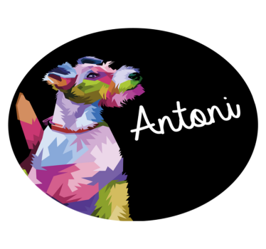 Dywan winylowy z imieniem kolorowy psi portret - TenStickers