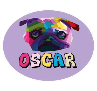 Dywan winylowy z imieniem geometryczna psia ilustracja - TenStickers