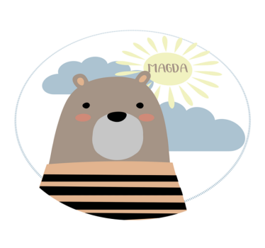Mata winylowa z imieniem personalizowany niedźwiedź brunatny - TenStickers
