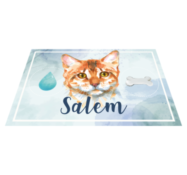 Dywan winylowy ze zwierzętami Akwarela kot z imieniem - TenStickers